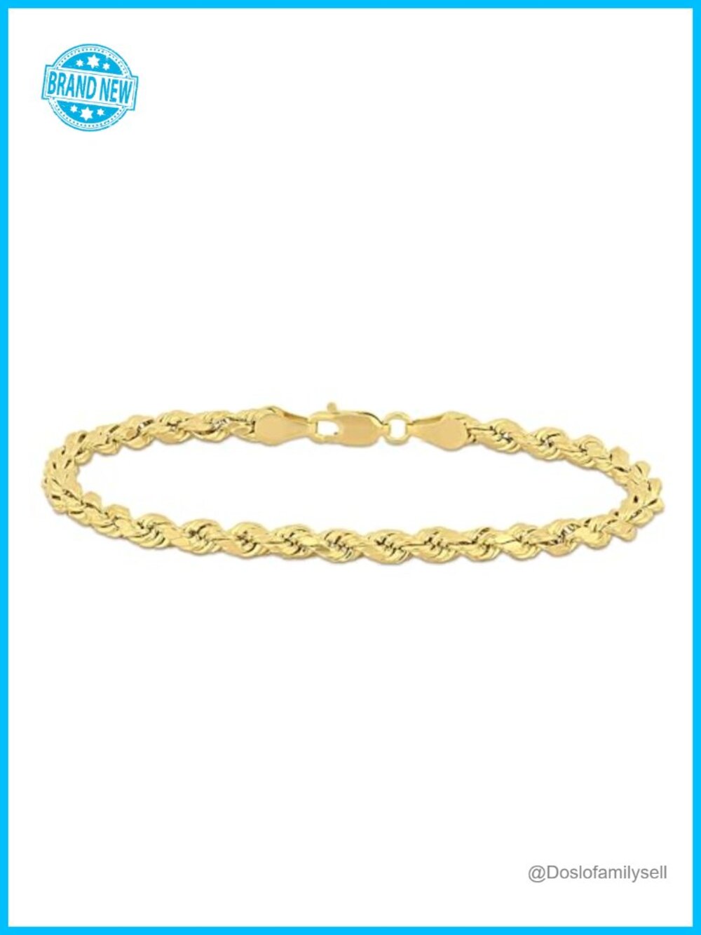 Real 10K Gold Rope Chain Bracelet 7.5in Lightweight Unisex